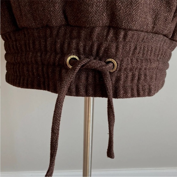 B by Burton Womens Brown Wool Blend 1/2 Zip Pullover Heavy Hooded Sz M - Picture 4 of 12